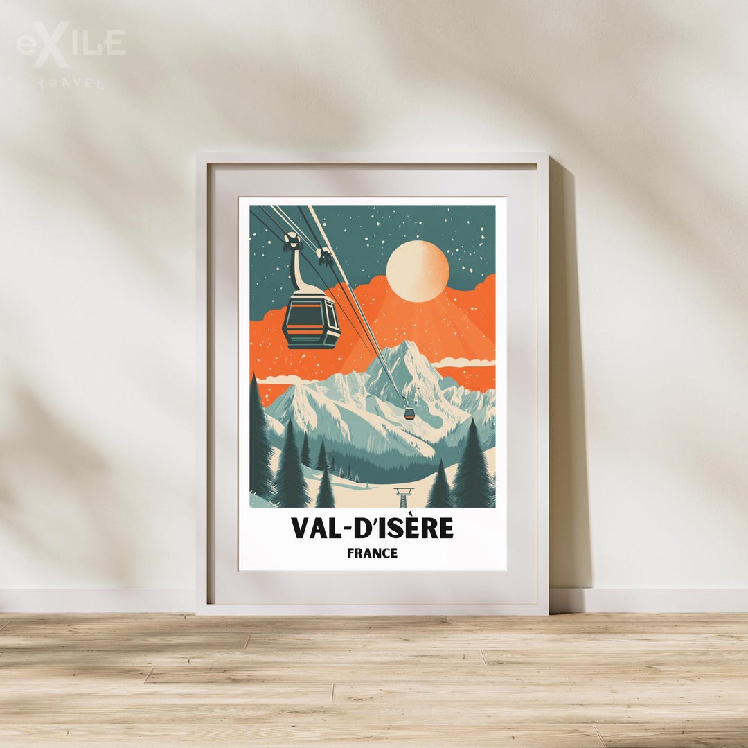 Val-d'isère Travel Print Ski Wall Art, Val-d'isère Wall Hanging Ski ...