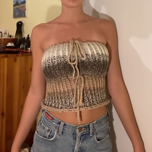 Hand-crocheted adjustable tube top!!!