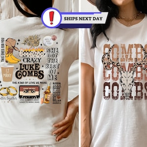 Combs Bullhead Two Side Shirt, Cowboy Combs,Country Music Shirt, Luke Combs World Tour 2024, Luke Combs Fan, Cowgirl Tee