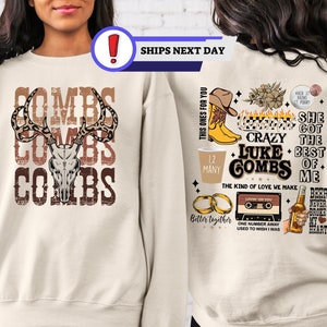 Combs Bullhead Two Side Sweatshirt, Country Music Sweatshirt, Luke Combs World Tour 2024, Cowboy Combs, Luke Combs Fan, Cowgirl Hoodie