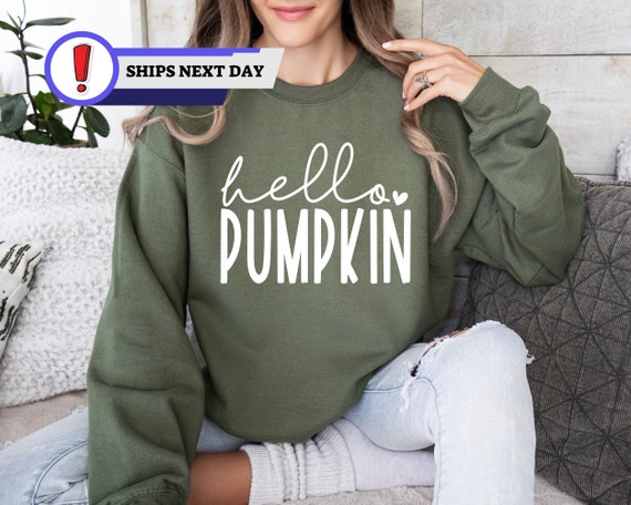Hello Pumpkin Sweatshirt: Women's Fall Crewneck Hoodie