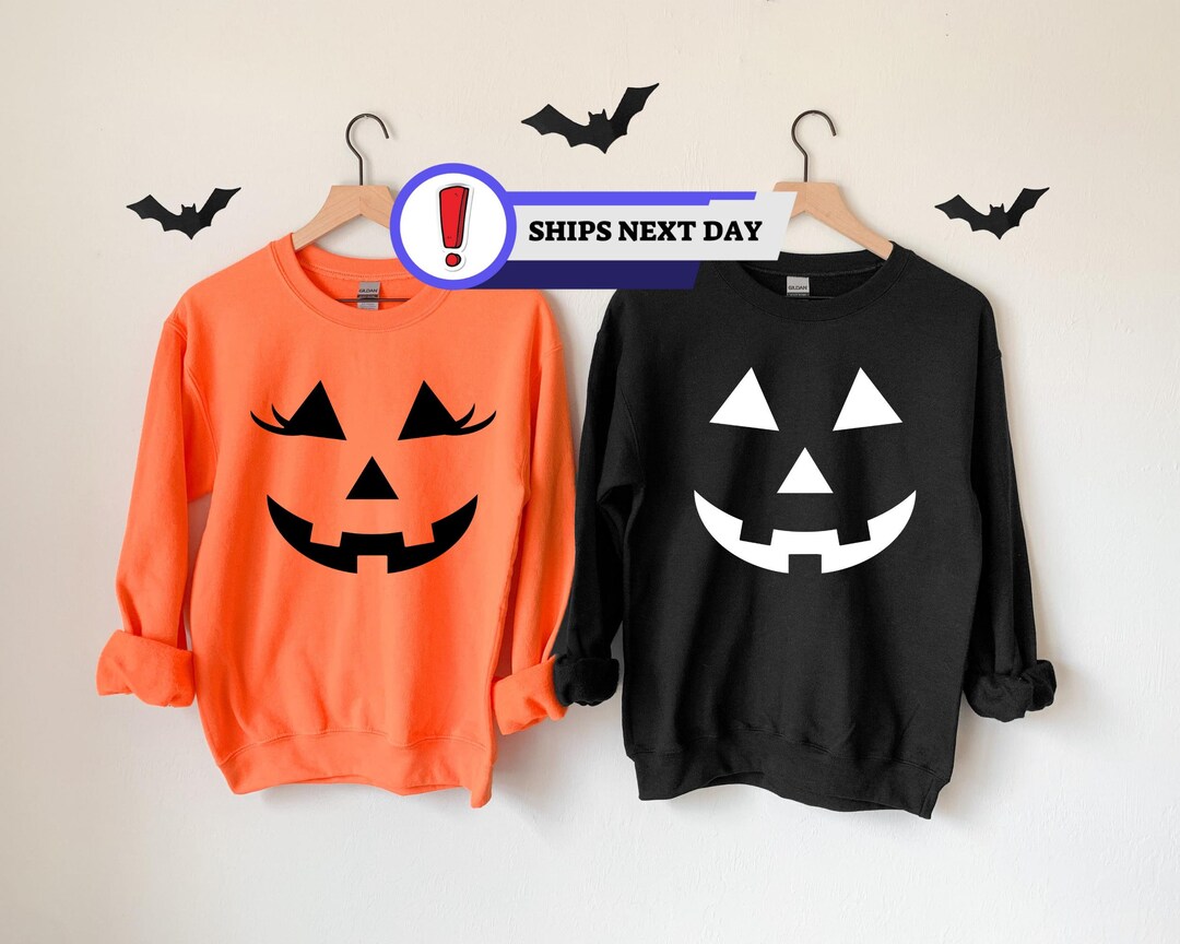 Halloween Pumpkin Face Drop Shoulder Sweater