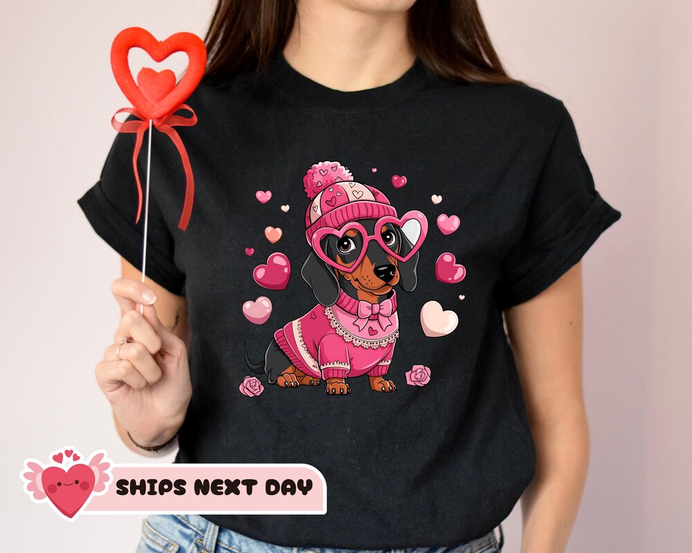 Valentine Dachshund Dog Shirt, Valentine'S Day Dog Mom Shirt, Dachshund Valentines Day Tee, Dachshund Shirt, Dachshund Mom Onlytee