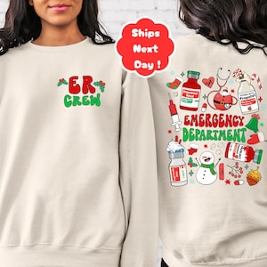 Nurse Christmas Sweatshirt, Emergency Department Hoodie, ER Crew Sweatshirt, Emergency Department Christmas Sweater, Xmas Nurse Hoodie
