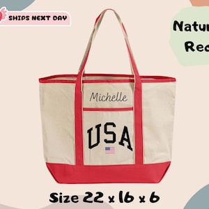 Custom USA Bag, Patriotic USA Flag Tote Bag, 4th of July Farm Bag, American Flag Tote Bag, Independence Day,Personalized 4th of July USA Bag