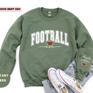 Football Mama Sweatshirt: Personalized Name Sleeve, Football Season Shirt