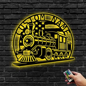 Personalized Train Metal Wall Art,Custom Train Metal Wall Decor,Personalized Train Metal Sign,Custom Train Sign,Railroad Sign,8-24 Inches