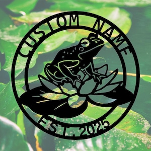 Custom Frog Metal Wall Art: Personalized Name Sign, 10-24 inches