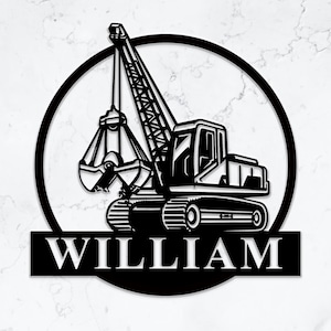 Custom Excavator Metal Wall Sign - Excavator Metal Wall Art - Backhoe Metal Decor - Business Gift - Man Cave - Father&#39;s Day Gift - 8-24 Inch