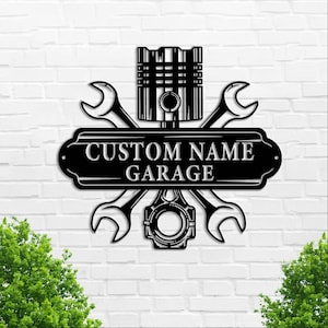 Custom Garage Metal Wall Art | Personalized Workshop Name Sign| Mechanic Decor | Artistic Decor | Great for Workshop | Father&#39;s Day Gift