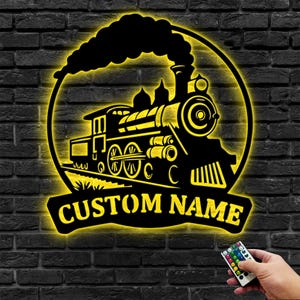 Personalized Train Metal Wall Art,Custom Train Metal Wall Decor,Personalized Train Metal Sign,Custom Train Sign,Railroad Sign,8-24 Inches