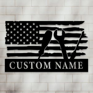 Custom Garage Metal Wall Art | Personalized Workshop Name Sign| Mechanic Decor | Artistic Decor | Great for Workshop | Father&#39;s Day Gift