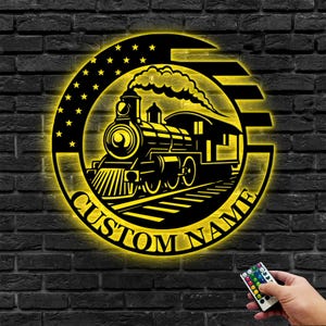 Personalized Train Metal Wall Art,Custom Train Metal Wall Decor,Personalized Train Metal Sign,Custom Train Sign,Railroad Sign,8-24 Inches