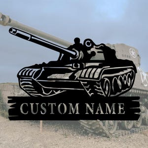 Custom Military Tank Metal Wall Art Led Light,Personalized American Soldier Name Sign Home Decor,Military Tank Metal Home Decor,10-24inches