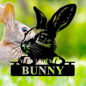 Custom Rabbit Sign Metal Wall Sign-Personalized Rabbit Sign Metal Wall Art-Rabbit Sign Metal Wall Decor-Gift For Family-Wall Decor