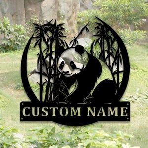 Custom Panda Metal Wall Art, Custom Metal Panda Sign, Bedroom Sign, Panda Sign With Name, Custom Nursery Decor, Metal Wall Decor, 8-24 Inch