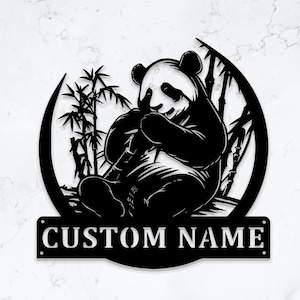 Custom Panda Metal Wall Art, Custom Metal Panda Sign, Bedroom Sign, Panda Sign With Name, Custom Nursery Decor, Metal Wall Decor, 8-24 Inch