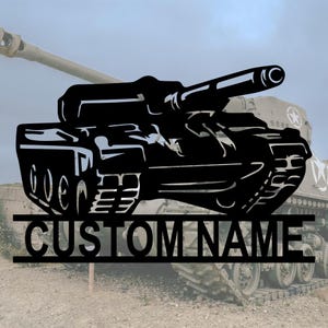 Custom Military Tank Metal Wall Art Led Light,Personalized American Soldier Name Sign Home Decor,Military Tank Metal Home Decor,10-24inches