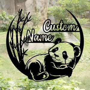 Custom Panda Metal Wall Art, Custom Metal Panda Sign, Bedroom Sign, Panda Sign With Name, Custom Nursery Decor, Metal Wall Decor, 8-24 Inch
