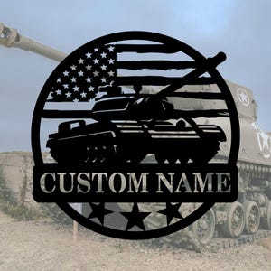 Custom Military Tank Metal Wall Art Led Light,Personalized American Soldier Name Sign Home Decor,Military Tank Metal Home Decor,10-24inches