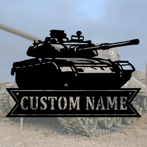 Custom Military Tank Metal Wall Art Led Light,Personalized American Soldier Name Sign Home Decor,Military Tank Metal Home Decor,10-24inches