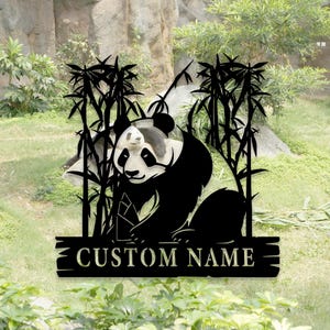 Custom Panda Metal Wall Art, Custom Metal Panda Sign, Bedroom Sign, Panda Sign With Name, Custom Nursery Decor, Metal Wall Decor, 8-24 Inch