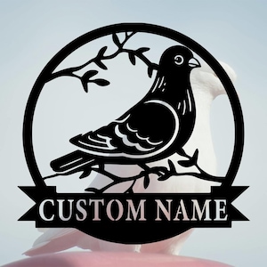 Custom Pigeon Metal Wall Sign,Personalized Pigeon Name Sign Decoration,Pigeon Metal Decor,Custom Pigeon Sign,Gift for mom,10-24inches