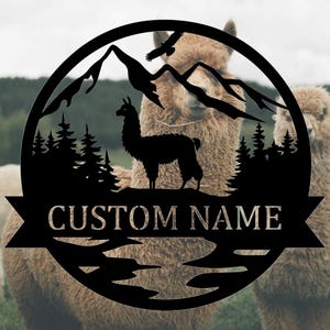 Handmade-Custom Alpaca Sign Metal Wall Sign-Personalized Alpaca Sign Metal Wall Art-Metal Wall Decor-Gift For Family-Metal Signs