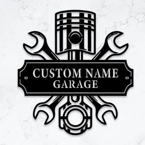 Custom Garage Metal Wall Art | Personalized Workshop Name Sign| Mechanic Decor | Artistic Decor | Great for Workshop | Father&#39;s Day Gift