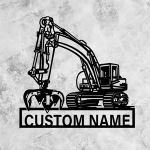 Custom Excavator Metal Wall Sign - Excavator Metal Wall Art - Backhoe Metal Decor - Business Gift - Man Cave - Father&#39;s Day Gift - 8-24 Inch