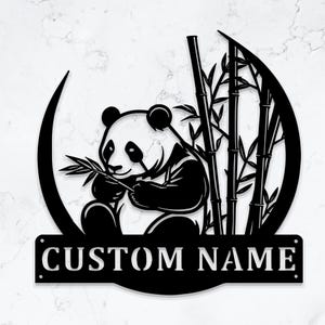 Custom Panda Metal Wall Art, Custom Metal Panda Sign, Bedroom Sign, Panda Sign With Name, Custom Nursery Decor, Metal Wall Decor, 8-24 Inch
