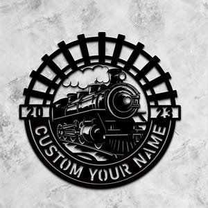 Zug Metallschild, Zug Metallwanddekor, personalisierte Zug Metallschild, Zug Zeichen, Eisenbahnschild, 8-24 Zoll