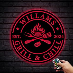 BBQ Grill Sign, Metal Wall Art, Grill Schild Decor, BBQ Metal Sign, Grill Chill Decor, father&#39;s BBQ, Smoker and Grilling Gift, Gift For Him