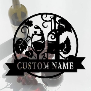Personalized Wine sign,Metal Wine name sign,Housewarming Gift,Kitchen Wine sign,Outdoor decor,custom metal Wine Sign,10-24 inches