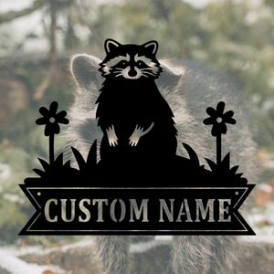 Custom Raccoon Metal Wall Sign,Personalized Raccoon Wall Art,Raccoon Huting Sign,Indoor Outdoor Decor,Cabin Decor,Animal Sign,10-24inches