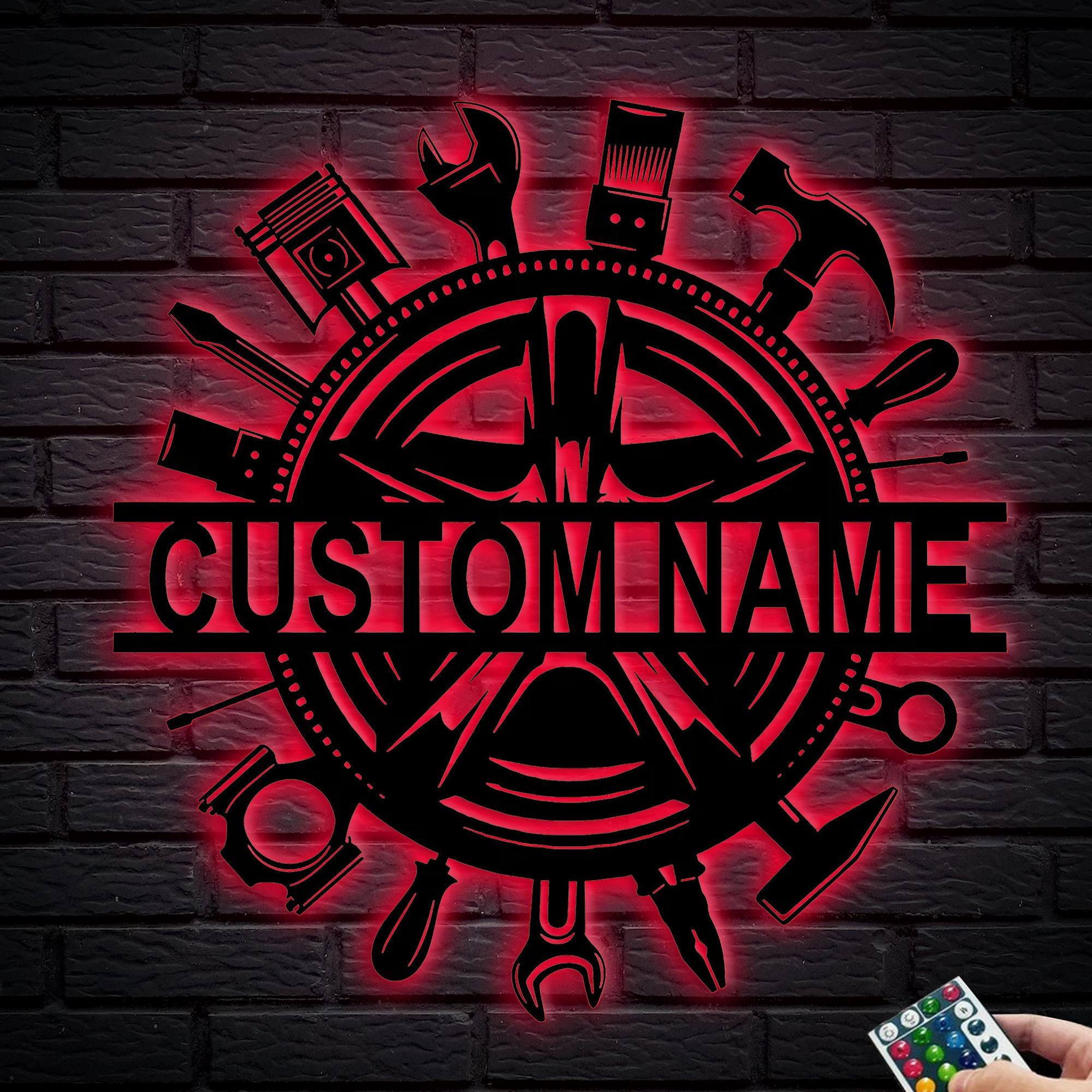 Custom Garage Metal Wall Art,Personalized Workshop Name Sign,Mechanic Decor,Artistic Decor,Great for Workshop,Father's Day Gift,8-24 inch