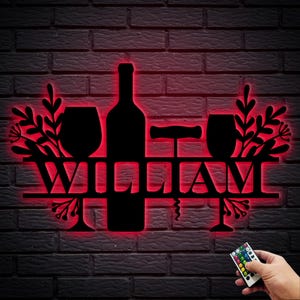 Custom Wine Bar Metal Wall Art, Personalized Wine Bar Name Sign, Wine Bar Decor, Custom Bar Metal Sign, Housewarming Gifts, 8-24inch