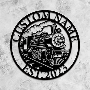Zug Metallschild, Zug Metallwanddekor, personalisierte Zug Metallschild, Zug Zeichen, Eisenbahnschild, 8-24 Zoll