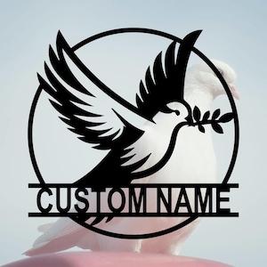 Custom Pigeon Metal Wall Sign,Personalized Pigeon Name Sign Decoration,Pigeon Metal Decor,Custom Pigeon Sign,Gift for mom,10-24inches