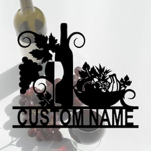 Personalized Wine sign,Metal Wine name sign,Housewarming Gift,Kitchen Wine sign,Outdoor decor,custom metal Wine Sign,10-24 inches