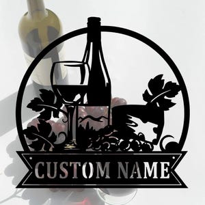 Personalized Wine sign,Metal Wine name sign,Housewarming Gift,Kitchen Wine sign,Outdoor decor,custom metal Wine Sign,10-24 inches