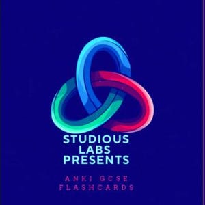 Könnte beinhalten: Ein blaues, grünes und rotes Logo mit dem Text "STUDIOUS LABS PRESENTS ANKI GCSE FLASHCARDS".