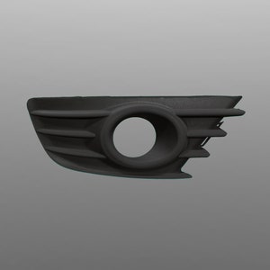 May include: Black plastic car fog light cover with a round opening and horizontal grille design.