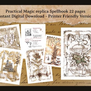 Páginas de réplica del libro de hechizos de magia práctica - Versión para imprimir - Descarga digital - Colección de 22 páginas - Libro de las Sombras -