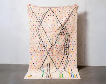Moroccan shag rug Handmade Azilal Moroccan Rug, Colorful Wool Berber Carpet with Abstract Boho Design Moroccan area rugs