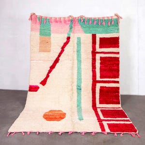 Moroccan rug, Custom moroccan rug, beni ourain rug, wool rug, handcrafted rug, Moroccan rug red, berber home decor, Tribal rug, teppich