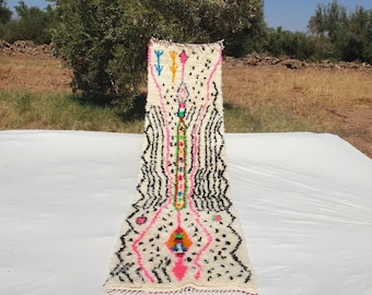 Handwoven Moroccan Runner Rug: Authentic Beni Ourain Berber Wool Carpet Moroccan area rugs