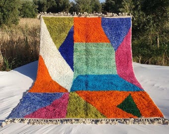 Moroccan 6.5x9.8FT rug Beni ourain Wool Abstract Colorful