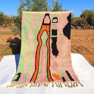 60% OFF Handmade Moroccan Berber Rug - Wool Beni Ourain Style Carpet - Shaggy White Moroccan Rug - Boho Chic Area Rug for Home