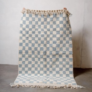 60% OFF Moroccan checkered Rug for Sale - Moroccan Rug - Handmade Beni Ourain Rug - Custom Size Neutral Carpe - Geometric Design